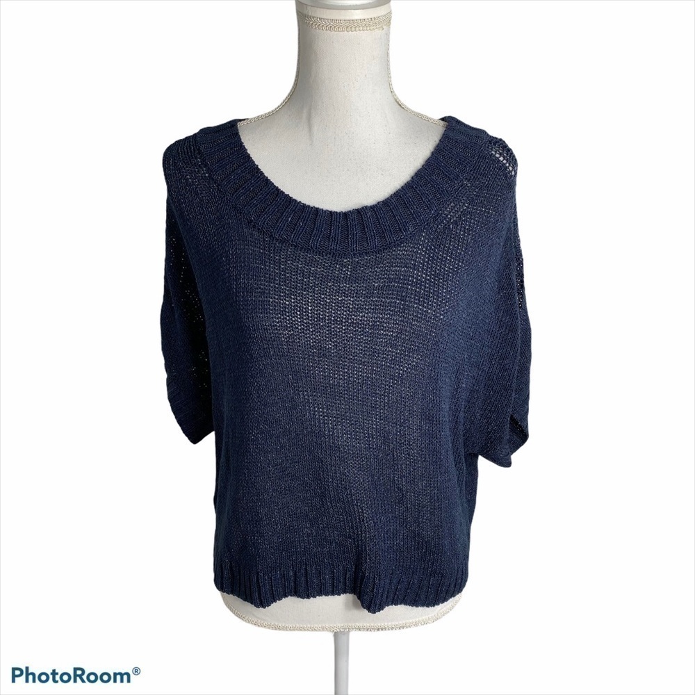 Ann Taylor Blue Knit Dolman Sleeve Sweater Small